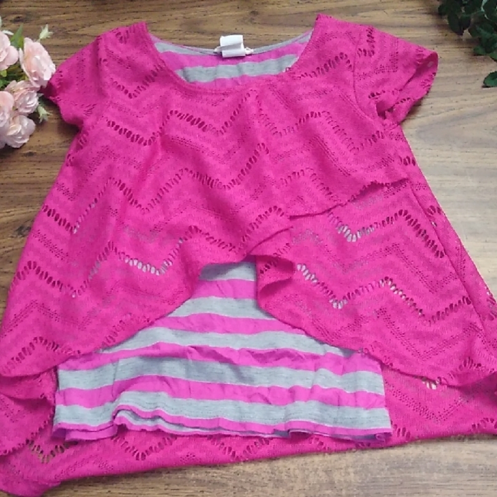 💜 btween Pink Chevron Short Sleeve Tee